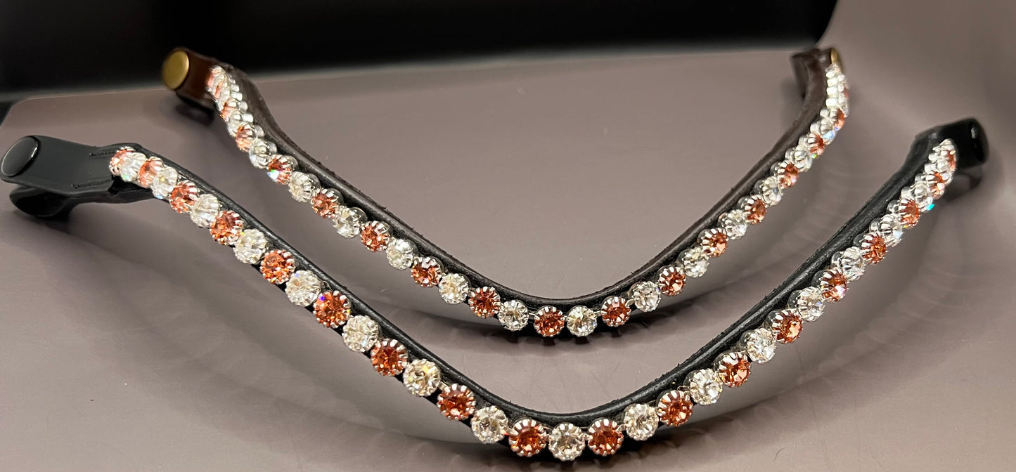 Apricot & Crystal Clear Preciosa Rhinestone Browband