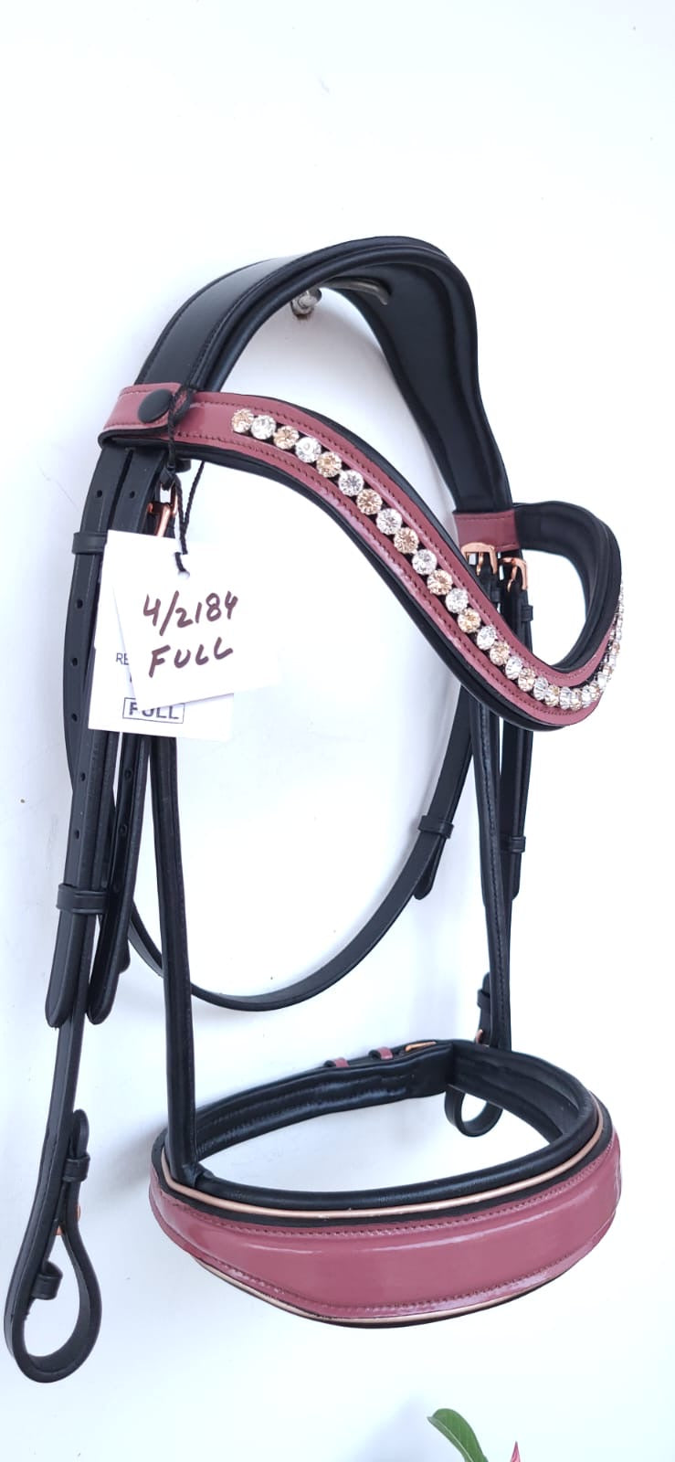 Burgundy and Rose Gold Rolled Bridle