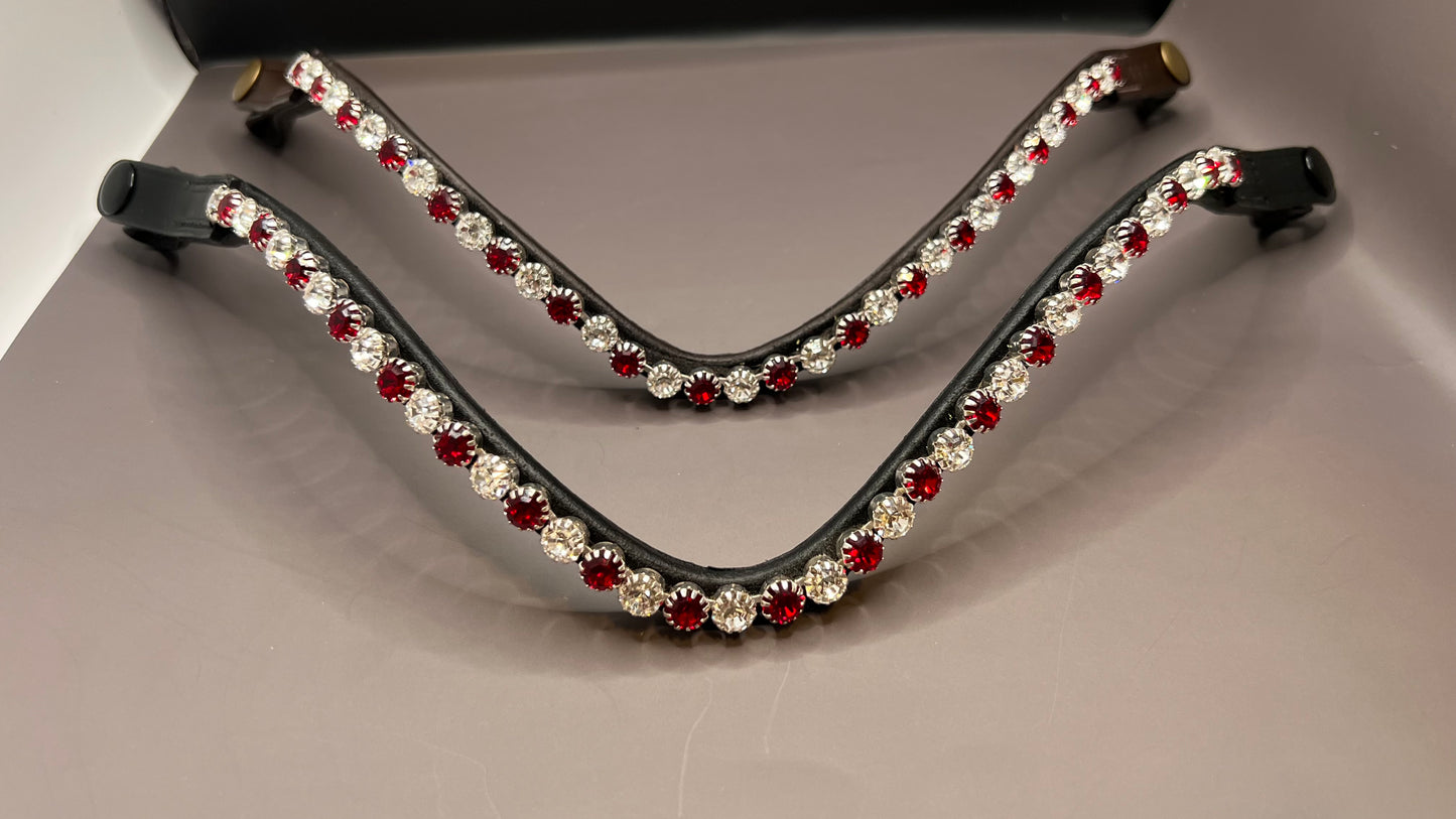CLEARANCE Light Siam Red & Clear Rhinestone Browband