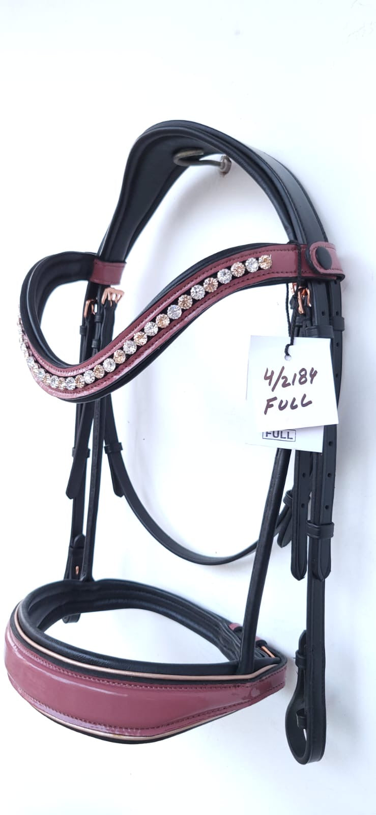 Burgundy and Rose Gold Rolled Bridle