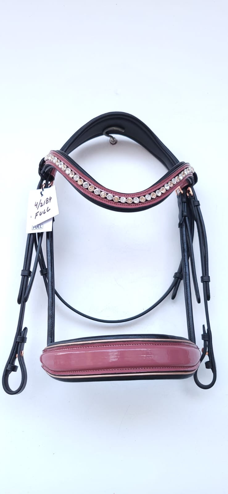Burgundy and Rose Gold Rolled Bridle