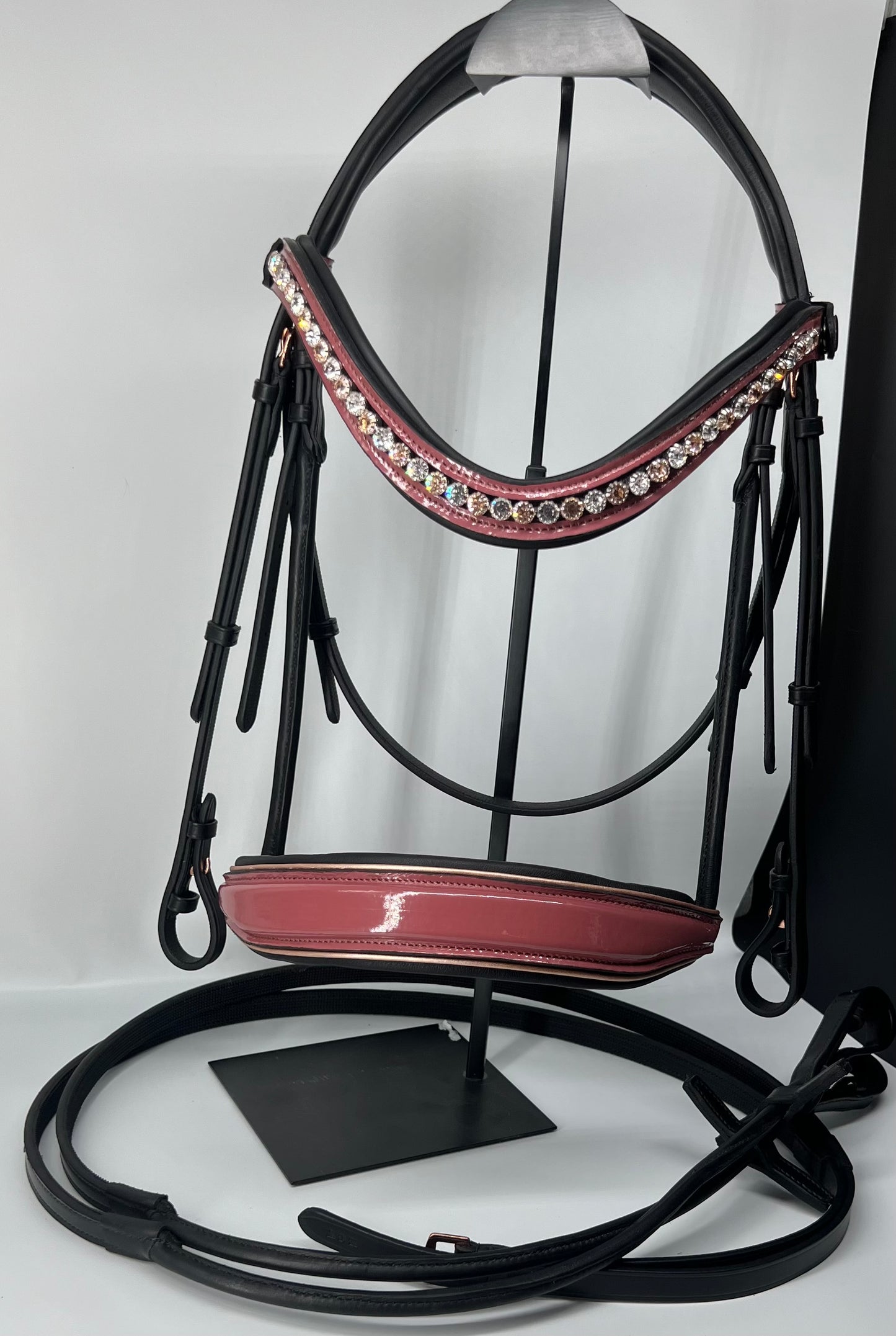 Burgundy and Rose Gold Rolled Bridle