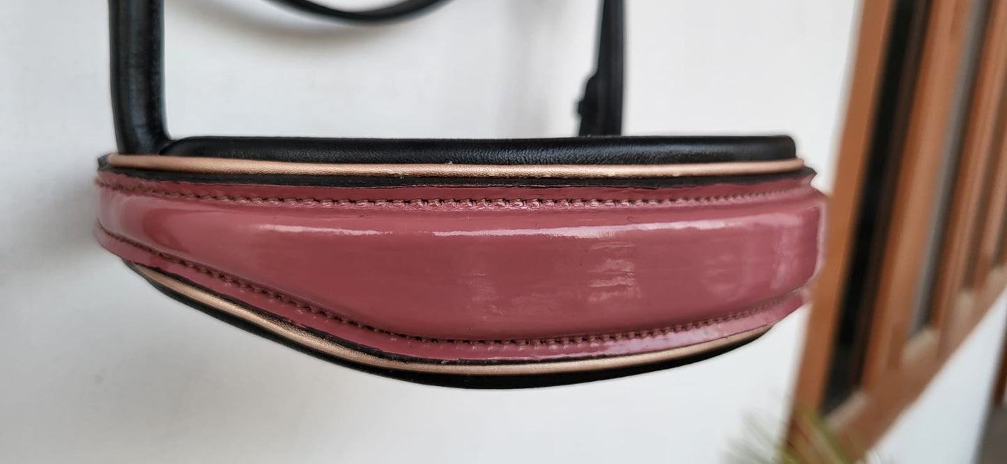 Burgundy and Rose Gold Rolled Bridle