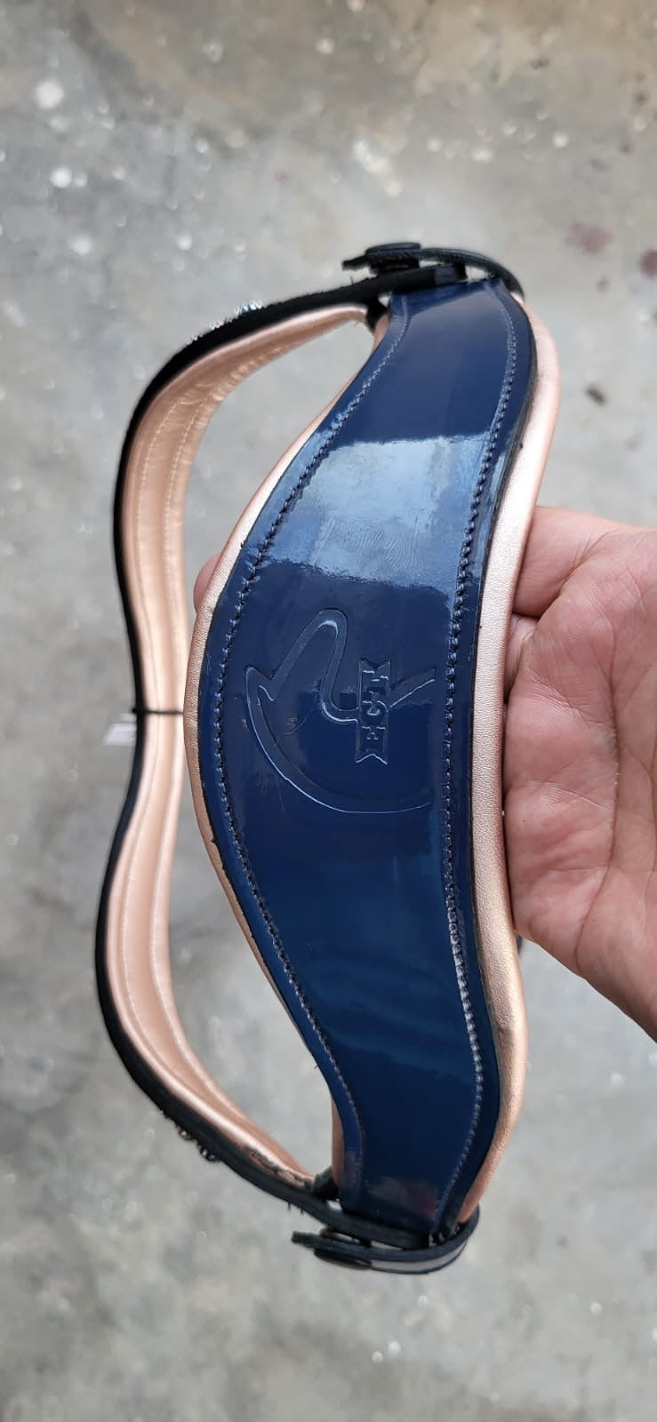 Navy & Rose Gold Rolled Bridle.