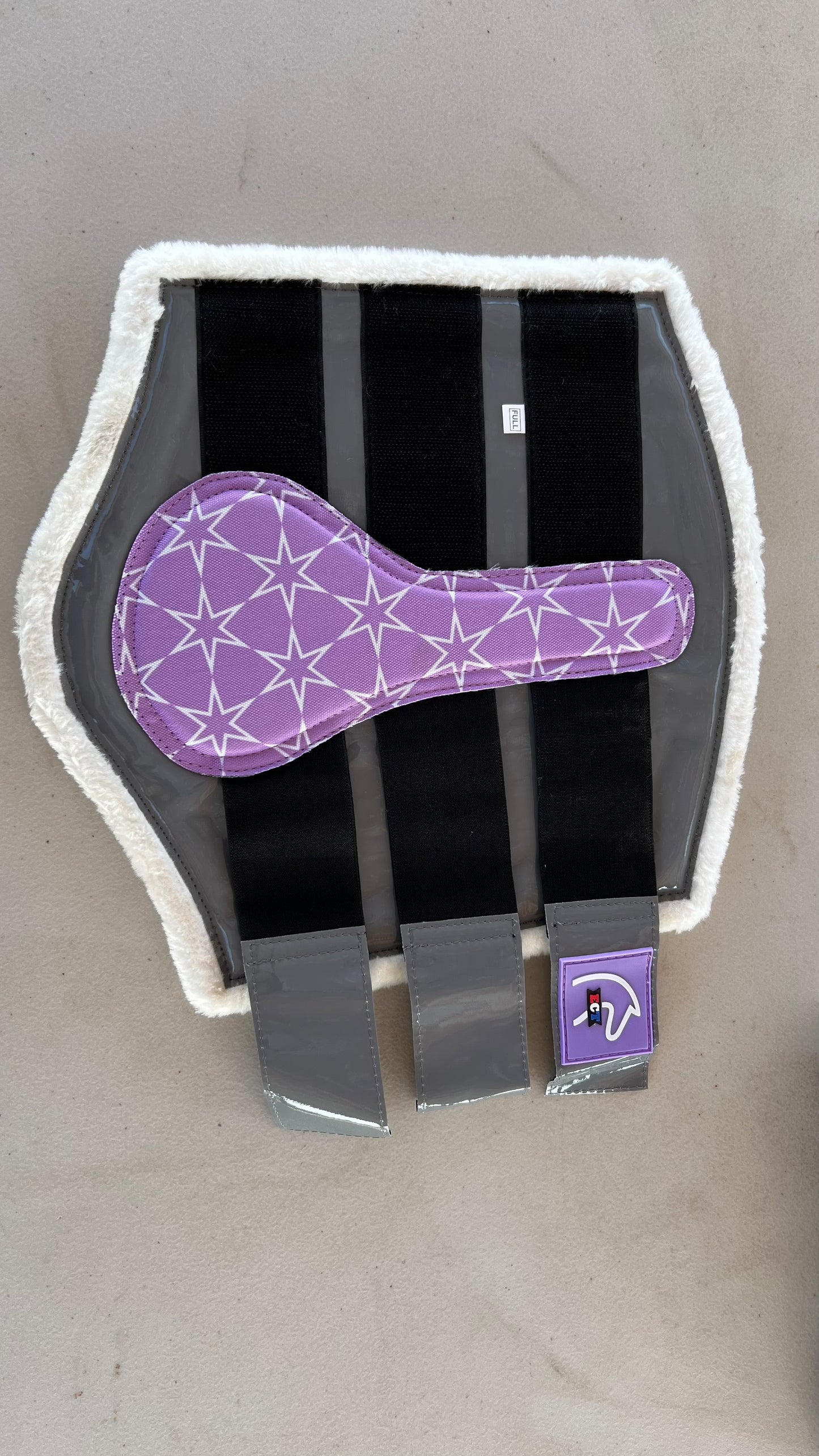 Lavender and silver Brushing Boots