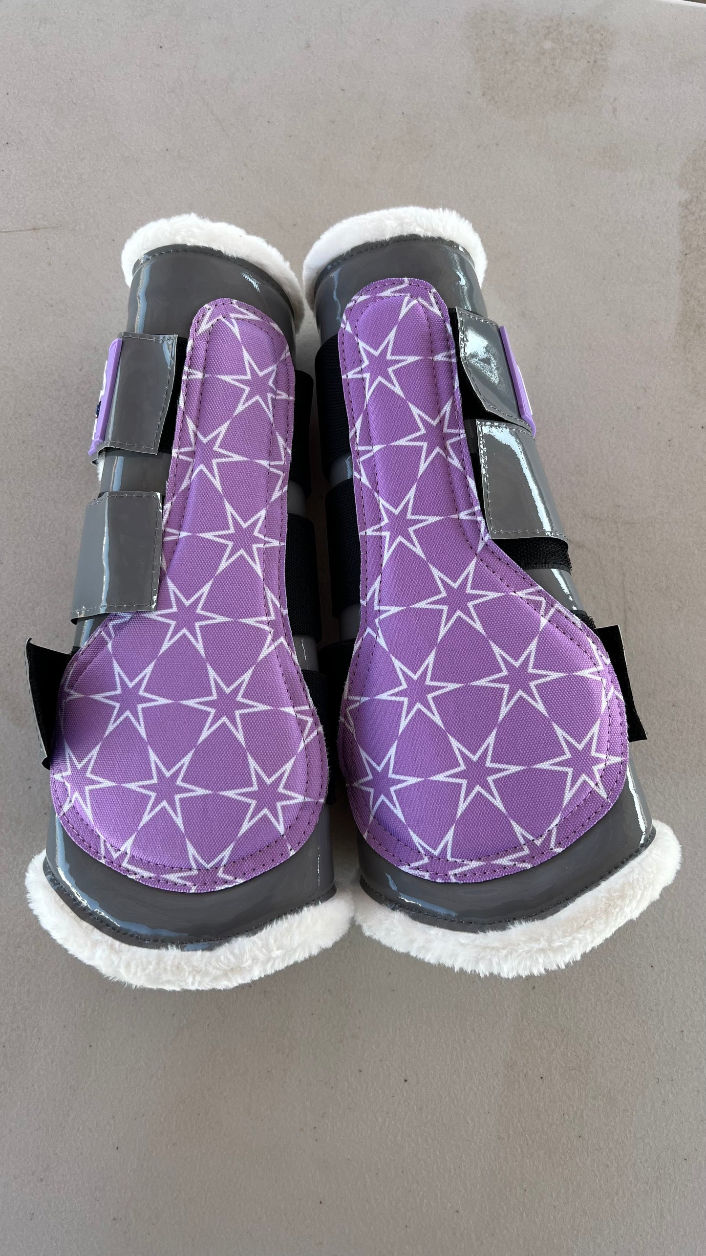Lavender and silver Brushing Boots
